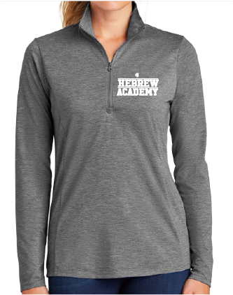 Ladies Adult 1/4 Zip Sweatshirt Top Dark Heather Grey 